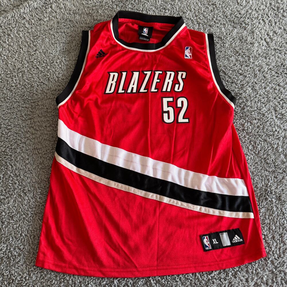 Adidas Greg Oden NBA Portland Trailblazers Red #52 Jersey Youth XL Mens S